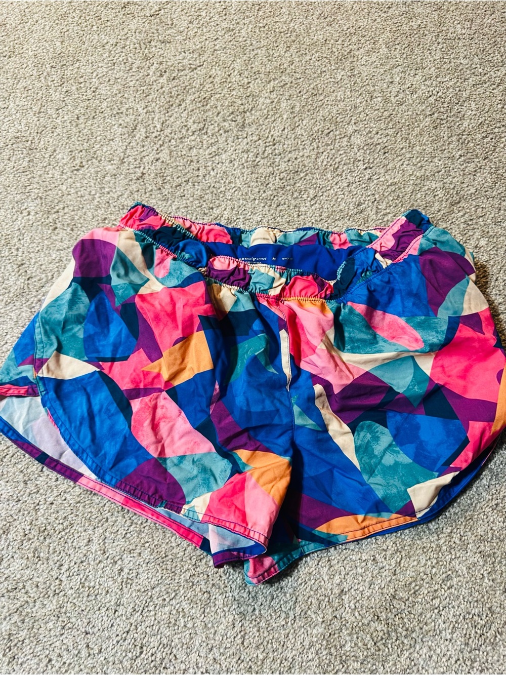 Old Navy Multicolor Geometric Athletic Shorts - Pink, Blue & Purple